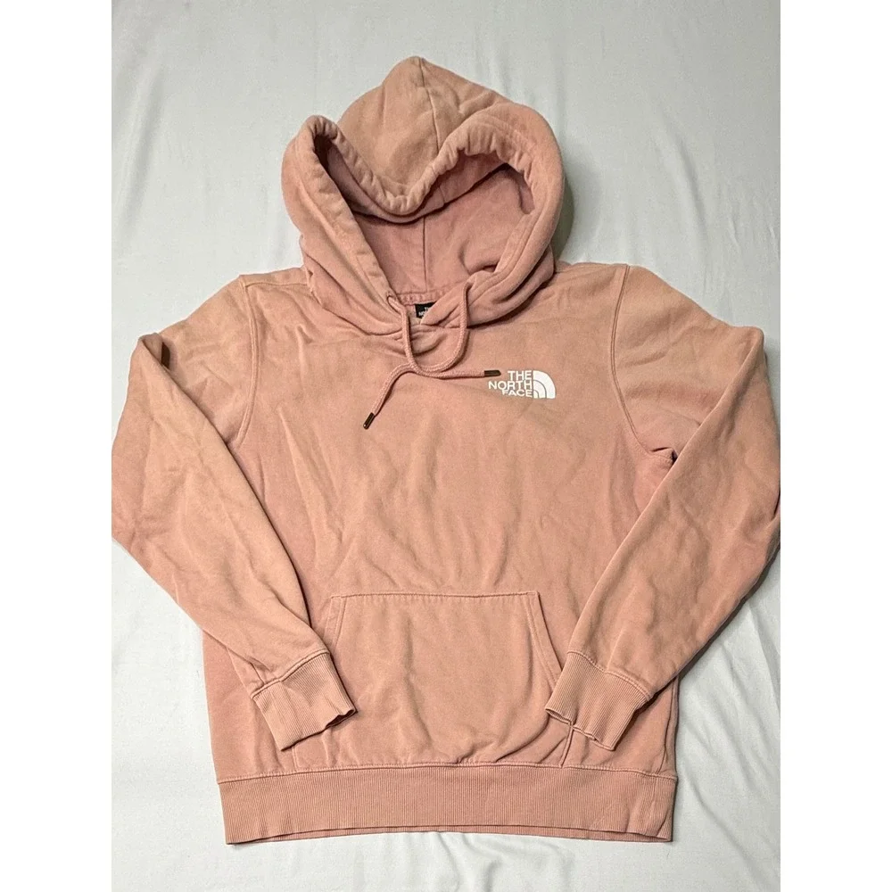 The North Face Mens Peach Coral Never Stop Exploring Box Logo Pullover Hoodie MD